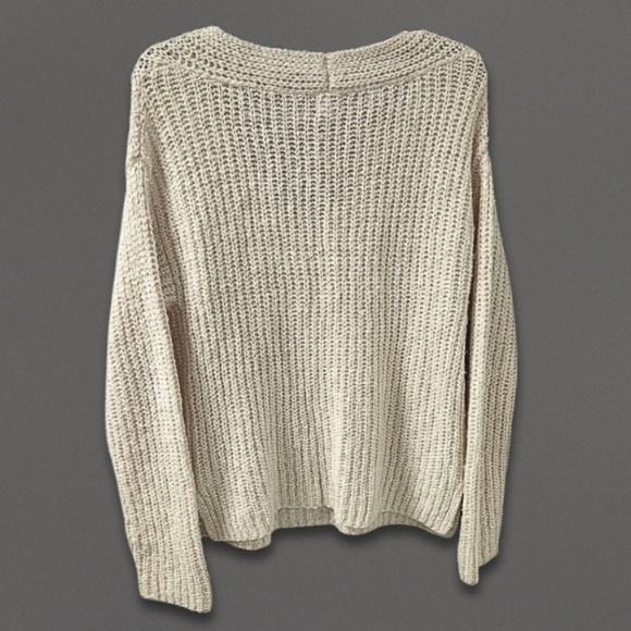 A New Day Sweater V-Neckline Lightweight Chunky Knit Acrylic Beige Women's S NWT - Picture 2 of 7